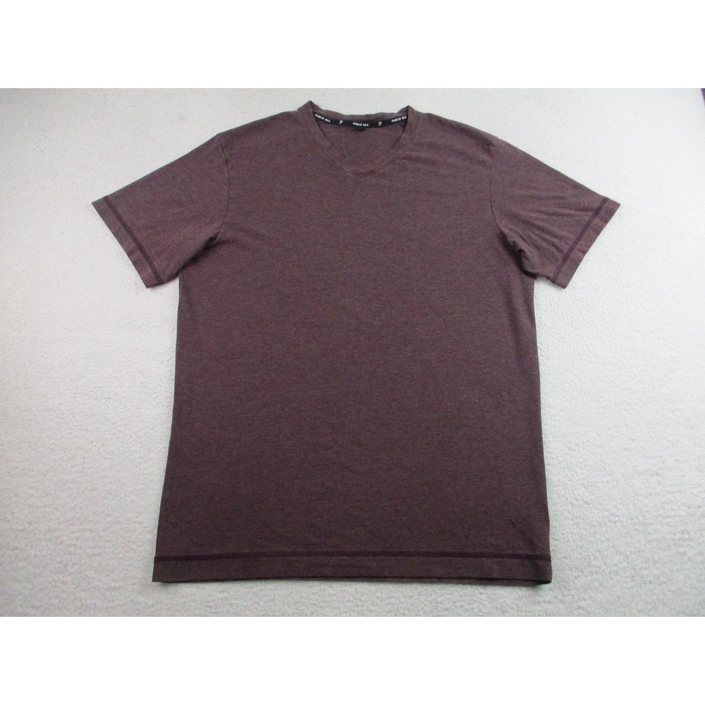 Public Rec‎ Shirt Mens Medium Burgundy Heather V-Neck Pima Tencel Stretch Soft